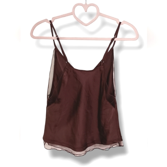 NEW Free People Mesh Trim Cami In Expresso Size XS - Picture 3 of 6
